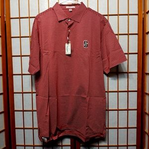 Peter Millar Red and White Striped Polo Shirt